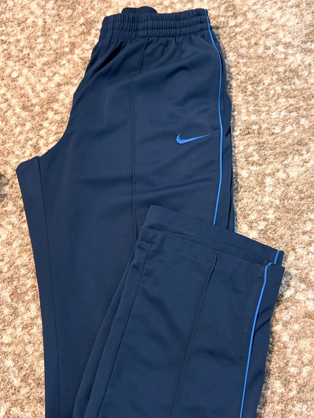 Nike Kids Navy Track Pants with Bright Blue Piping